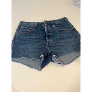 Levis Womens High-Waisted Denim Cutoff Shorts With Raw Hem & Button Fly